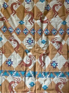 Kokopelli Print Shower Curtain with Matching Holders